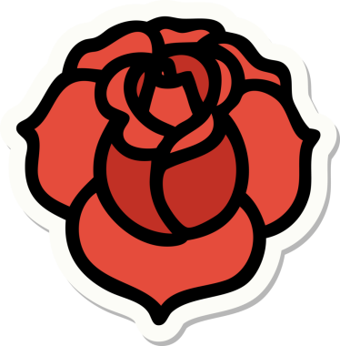 Bir insan tarafından çizilmiş geleneksel bir çiçek stiliyle dövme çıkartması.