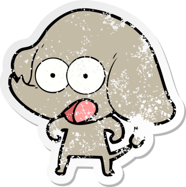 Bir insan tarafından çizilmiş şirin bir filin sıkıntılı çıkartması