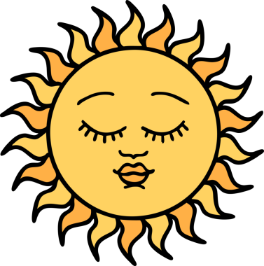 Bir insan tarafından çizilmiş geleneksel güneş şeklinde dövme.