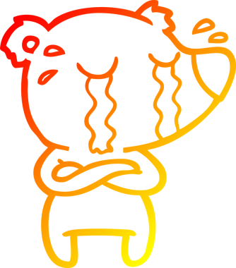 Bir insan tarafından çizilmiş ağlayan bir ayının sıcak çizgi çizimi