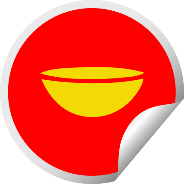 Bir insan tarafından çizilmiş sıcak bir çorbanın dairesel kabuk soyma çıkartması.