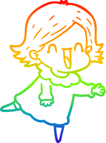 gökkuşağı gradyan çizimi bir insan tarafından çizilmiş mutlu bir kadın çizgi