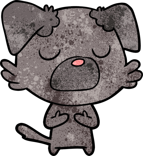 Bir insan tarafından çizilmiş çizgi film köpeği.