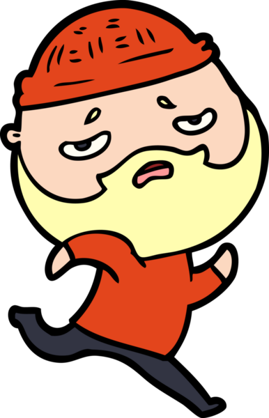 Bir insan tarafından çizilmiş sakallı endişeli bir adam.