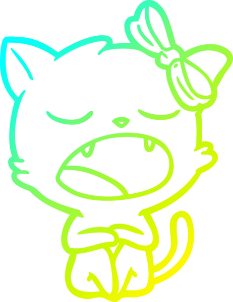 Bir insan tarafından çizilen esneyen bir çizgi filmin soğuk gradyan çizimi