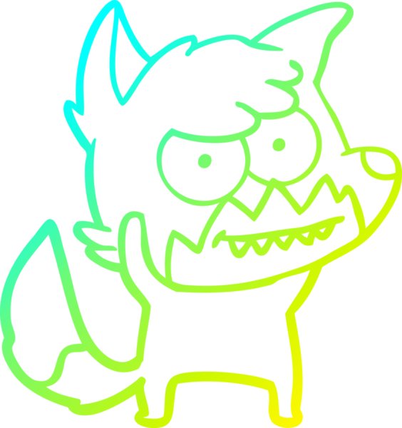 Bir insan tarafından çizilmiş sırıtan bir tilkinin soğuk çizgi çizimi