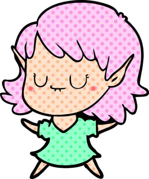 Bir insan tarafından çizilmiş mutlu elf kızı.