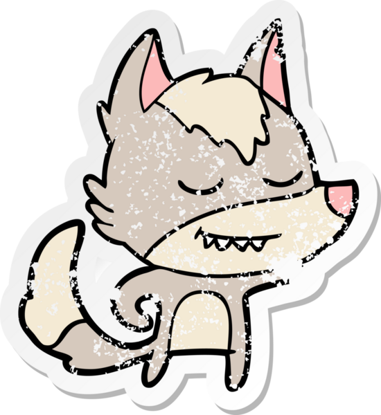 Bir insan tarafından çizilmiş dost canlısı bir kurdun sıkıntılı çıkartması.