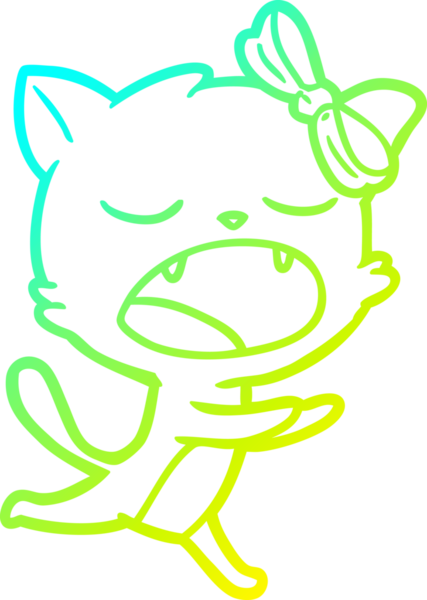 Bir insan tarafından çizilen esneyen bir çizgi filmin soğuk gradyan çizimi