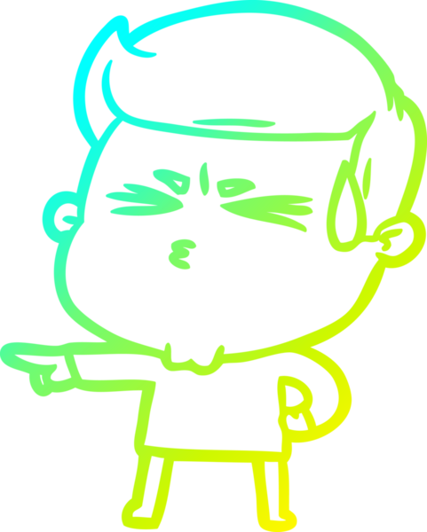 Bir insan tarafından çizilmiş terleyen bir çizgi film karakteri çizimi.