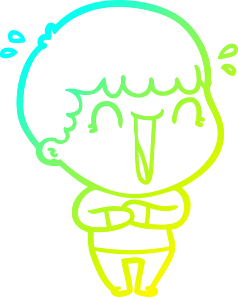 Bir insan tarafından çizilmiş gülen bir çizgi film karakterinin soğuk gradyan çizgisi.