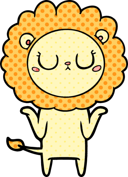 Bir insan tarafından çizilmiş çizgi film aslanı.