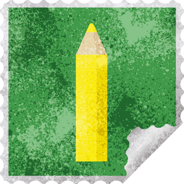 Bir insan tarafından çizilmiş sarı renkli kalem kare etiket