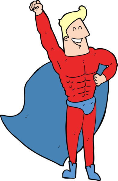 Bir insan tarafından çizilmiş süper kahraman çizgi filmi.