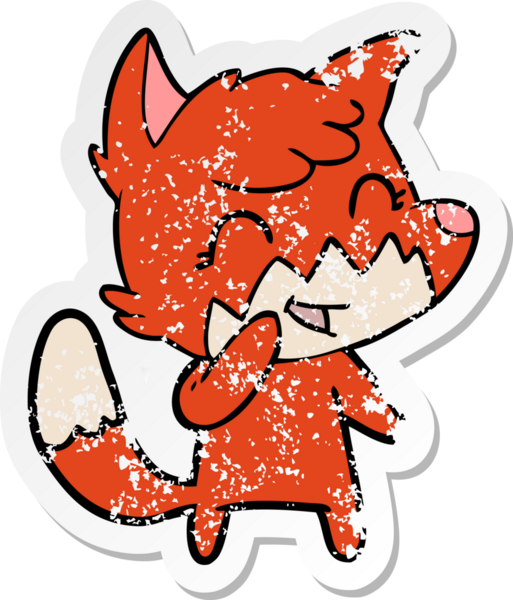 Bir insan tarafından çizilmiş mutlu bir tilkinin sıkıntılı çıkartması.