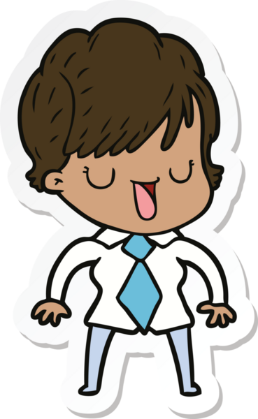 Bir insan tarafından çizilmiş bir karikatür kadının çıkartması.