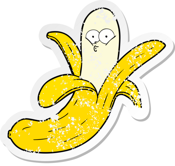 Bir insan tarafından çizilmiş karikatür muz etiketi.