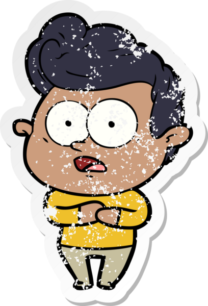 Bir insan tarafından çizilmiş, kederli bir çizgi film çıkartması.