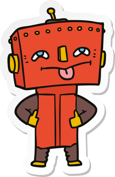 Bir insan tarafından çizilmiş robot karikatür çıkartması.