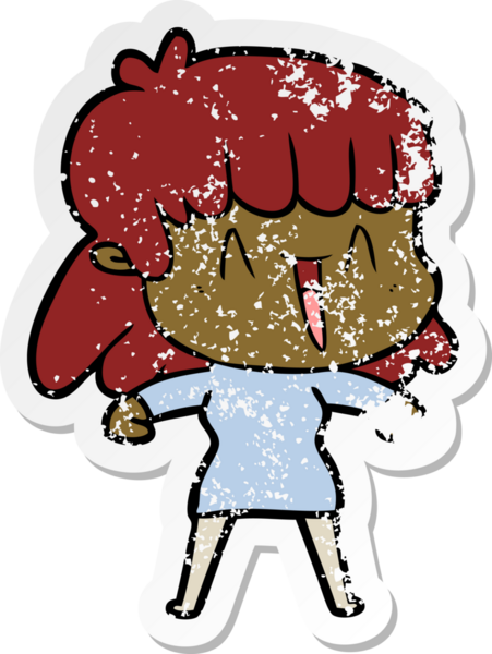 Bir insan tarafından çizilmiş karikatür bir kadının sıkıntılı çıkartması.