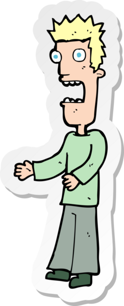 Bir insan tarafından çizilmiş bir karikatür adamın çıkartması.