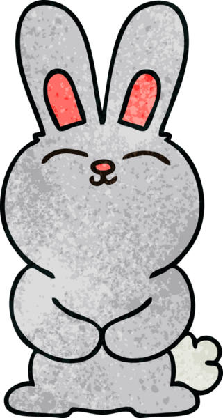 Bir insan tarafından çizilmiş garip çizgi film tavşanı.