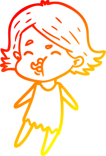 Bir insan tarafından çizilmiş bir çizgi film kızının sıcak çizgi çizimi.