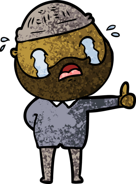 Çizgi film sakallı adam bir insan tarafından çizilmiş ağlıyor.