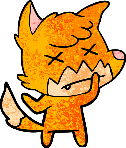 Bir insan tarafından çizilmiş ölü tilki çizgi filmi