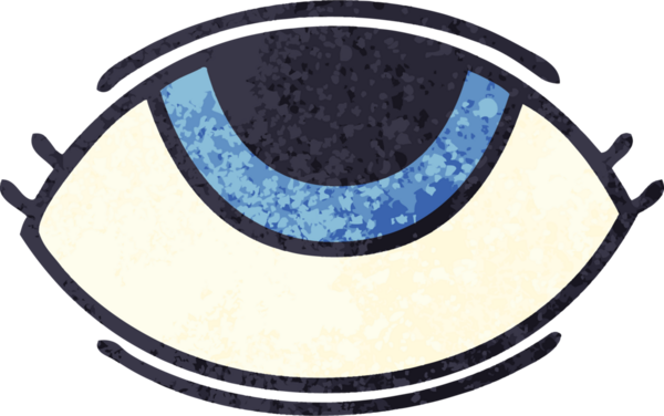 Bir insan tarafından çizilmiş retro çizim tarzı bir göz karikatürü.