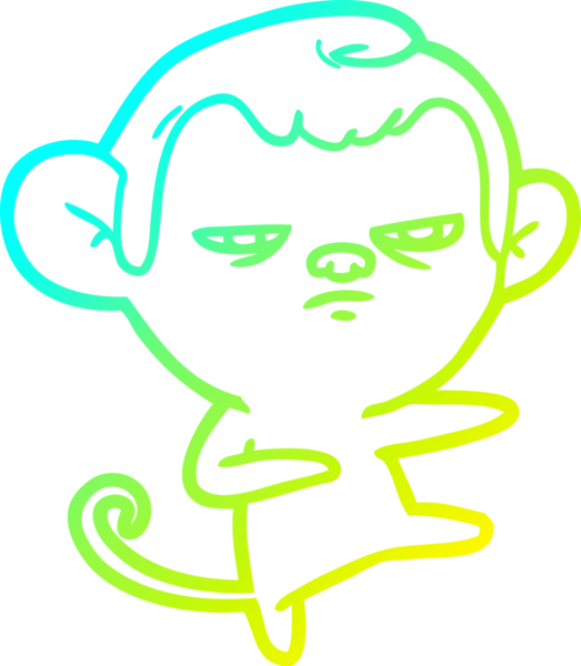 Bir insan tarafından çizilmiş, sinir bozucu bir maymunun soğuk çizgi çizimi.