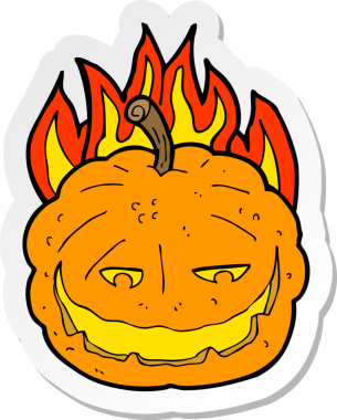 Bir insan tarafından çizilmiş cadılar bayramı balkabağı karikatürü çıkartması.