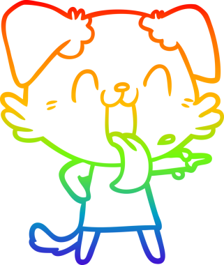 Gökkuşağı gradyan çizgisi bir insan tarafından çizilmiş nefes nefese kalmış bir köpeğin çizimi