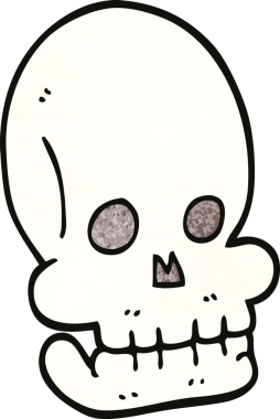 Bir insan tarafından çizilmiş komik kafatası.