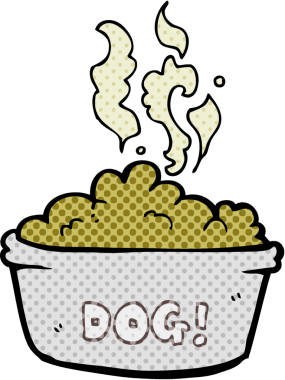 Bir insan tarafından çizilmiş çizgi film köpek maması.