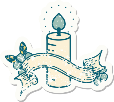 Bir insan tarafından çizilmiş mum pankartıyla eski bir etiket.