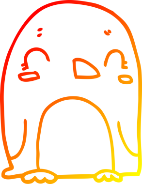 Bir insan tarafından çizilen karikatür pengueninin sıcak çizgi çizimi