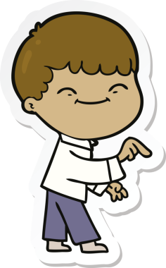 Bir insan tarafından çizilmiş mutlu bir çocuğun çıkartması.