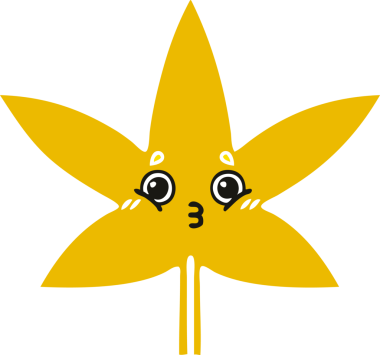 Bir insan tarafından çizilen sonbahar yaprağının düz renk retro karikatürü