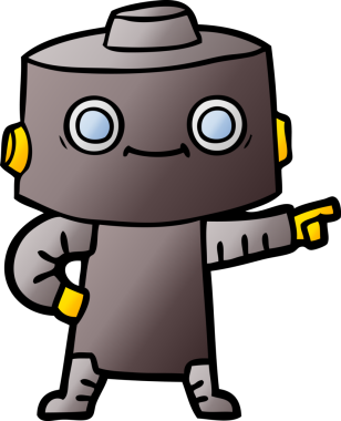 Bir insan tarafından çizilmiş çizgi film robotu