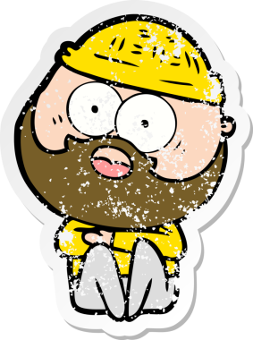 Bir insan tarafından çizilmiş sakallı bir adamın sıkıntılı çıkartması.