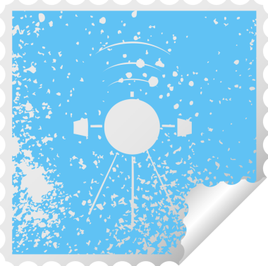 Bir insan tarafından çizilmiş bir uydunun kare soyma etiketi.