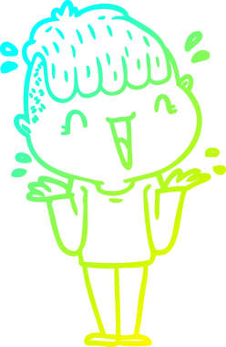 Bir çizgi filmin soğuk gradyan çizimi mutlu bir çocuğun bir insan tarafından çizilmesine şaşırdı