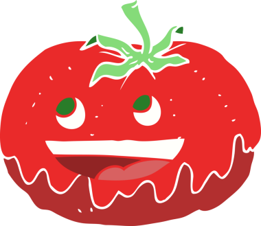 Bir insan tarafından çizilmiş domatesin düz renk çizimi