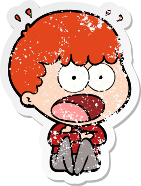 Bir insan tarafından çizilen şok olmuş bir adamın karikatür çıkartması.