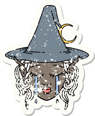 Retro Dövme Tarzı Ağlayan Elf Büyücüsü karakteri bir insan tarafından çizilmiş