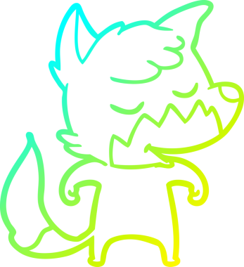 Bir insan tarafından çizilmiş dost canlısı bir tilkinin soğuk çizgi çizimi.