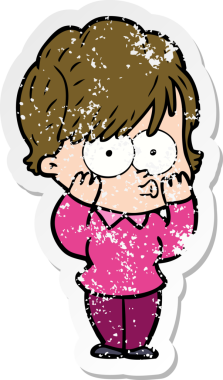 Bir insan tarafından çizilmiş karikatür bir kadının sıkıntılı çıkartması.