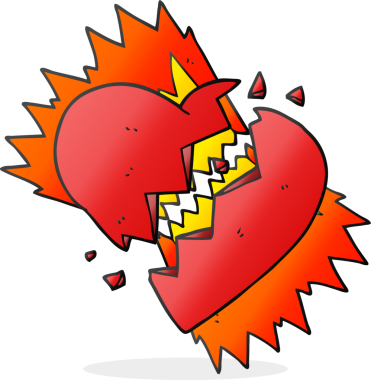 Bir insan tarafından çizilmiş kırık kalp karikatürü.