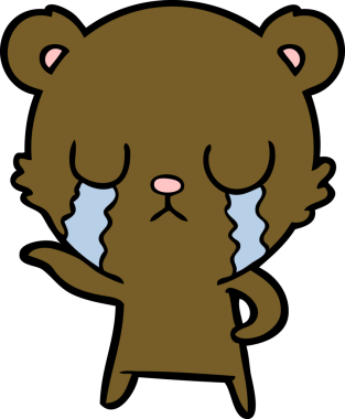 Bir insan tarafından çizilmiş ağlayan çizgi film ayısı.